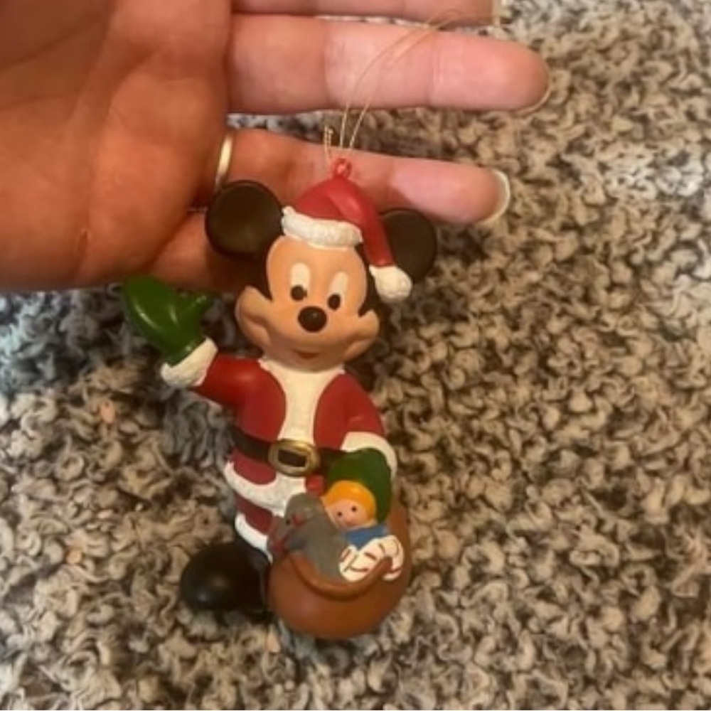 Vintage 1980's Disney MICKEY MOUSE Santa Christmas Ornament
